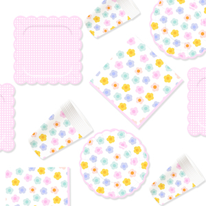 DAMAI - Artículos para Fiestas Florales de Primavera, Decoración para Baby Shower, Decoración para Despedida de Soltera en Rosa y Amarillo, Platos de Papel con Flores, Vasos Florales - Product Image 2