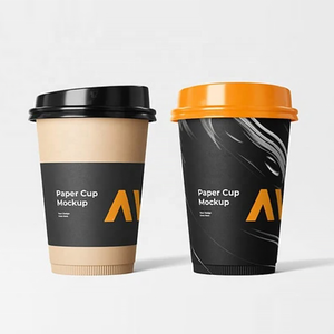 Tazas de café Vasos de papel con tapas Taza de pared ondulada Logotipo impreso Desechable 8oz 12oz 16oz Papel artesanal negro Bebida de pared simple - Product Image 6