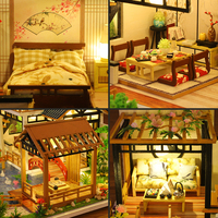 Kit de bricolage DIY pour coin lecture Cour de village aquatique chinois, Kit de maison miniature DIY, Puzzle 3D, Jouets en bois, Décoration artisanale DIY, Cadeau