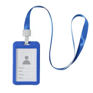 Fancy Rigid Id Badge Holder y accesorios con carrete, plástico duro de doble cara transparente Permiso DE TRABAJO Id Card Holder Case