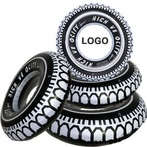 عوامة سباحة للأطفال من البلاستيك PVC على شكل إطار سيارة أسود، حلقة سباحة قابلة للنفخ للحمام - Product Image 1