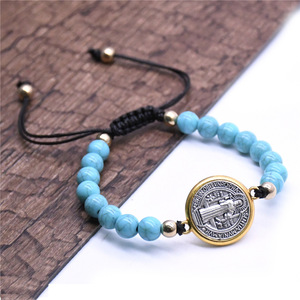 Bracelet à perles en alliage de zinc, bleu, blanc, beige, bijoux cadeau unisexe - Product Image 3