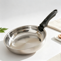 Poêle à frire en acier inoxydable non revêtue, poêle à crêpes, casseroles de cuisson, poêle à frire avec poignée amovible