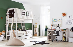 Litera para niños, muebles de dormitorio de madera maciza, literas dobles con escaleras para niños, cama de casa de árbol para niños - Product Image 5