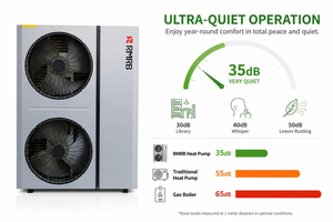 ปั๊มความร้อนอากาศสู่น้ำ 15.6 กิโลวัตต์ R290 A+++ EVI 75°C ระบบทำความร้อนอุณหภูมิสูง น้ำร้อนใช้งานได้ทุกที่ (DHW) มาตรฐาน CE CB สำหรับโรงแรม - Product Image 4