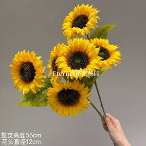 Girasoles Artificiales Secret Garden, 3 Cabezas, Plástico y Tela, Rama Individual, Decoración para el Hogar, Sala de Estar, Comedor, Ramo - Product Image 4