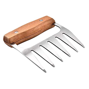 Desmenuzador de Carne Premium de Acero Inoxidable 18/8 con Solución Líquida, Logo y Mangos de Madera para Desmenuzar Cerdo/Pavo/Pollo/Pechuga - Product Image 1