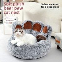 Lit pour chat et chien de grande taille en forme de patte d'ours mignon – Coussin universel quatre saisons en tissu chaud pour animaux de compagnie ; Vente directe usine