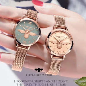 Reloj de Lujo para Mujer Hannah <span class=keywords><strong>Martin</strong></span> 2026, Conjunto de Reloj y Brazalete con Esfera de Abeja Grabada en 3D, Reloj de Vestir Clásico Informal para Mujer, Oro Rosa, 31 mm - Product Image 2