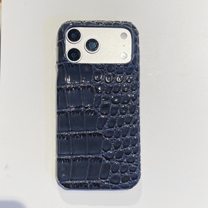 Étui de téléphone portable de luxe tendance en cuir texturé crocodile avec logo pour <span class=keywords><strong>iPhone</strong></span> 11 12 13 14 15 16 17 Pro Max antichoc - Product Image 5