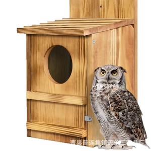 Nichoir en bois transfrontalier pour oiseaux, mangeoire extérieure suspendue pour colibris, nichoir pour hiboux avec fenêtre, maison pour oiseaux - Product Image 5
