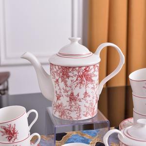 Ensemble de thé et de café en céramique rouge minimaliste 15 pièces, en porcelaine fine, pour la décoration intérieure et l'usage domestique – Vente chaude - Product Image 2