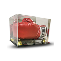 Vitrine de luxe en acrylique pour gants de boxe simples et doubles avec support métallique miroir noir