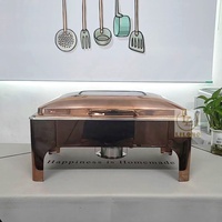 Équipement rectangulaire de serveur de buffet de réchauffeur d'aliments chauds d'acier inoxydable de l'or rose 9L de luxe pour la partie