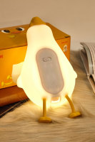 Veilleuse LED rechargeable en silicone, dessin animé, oie couchée, capteur tactile, intensité réglable, lampe de chevet USB, cadeau pour enfants, aide au sommeil