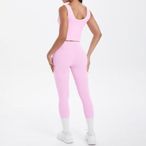 Conjunto Deportivo de 5 Piezas para Mujer, Cintura Alta, para Gimnasio, Fitness, Yoga, Ejercicio, Spandex/Nailon, Transpirable, Absorbe el Sudor - Product Image 6