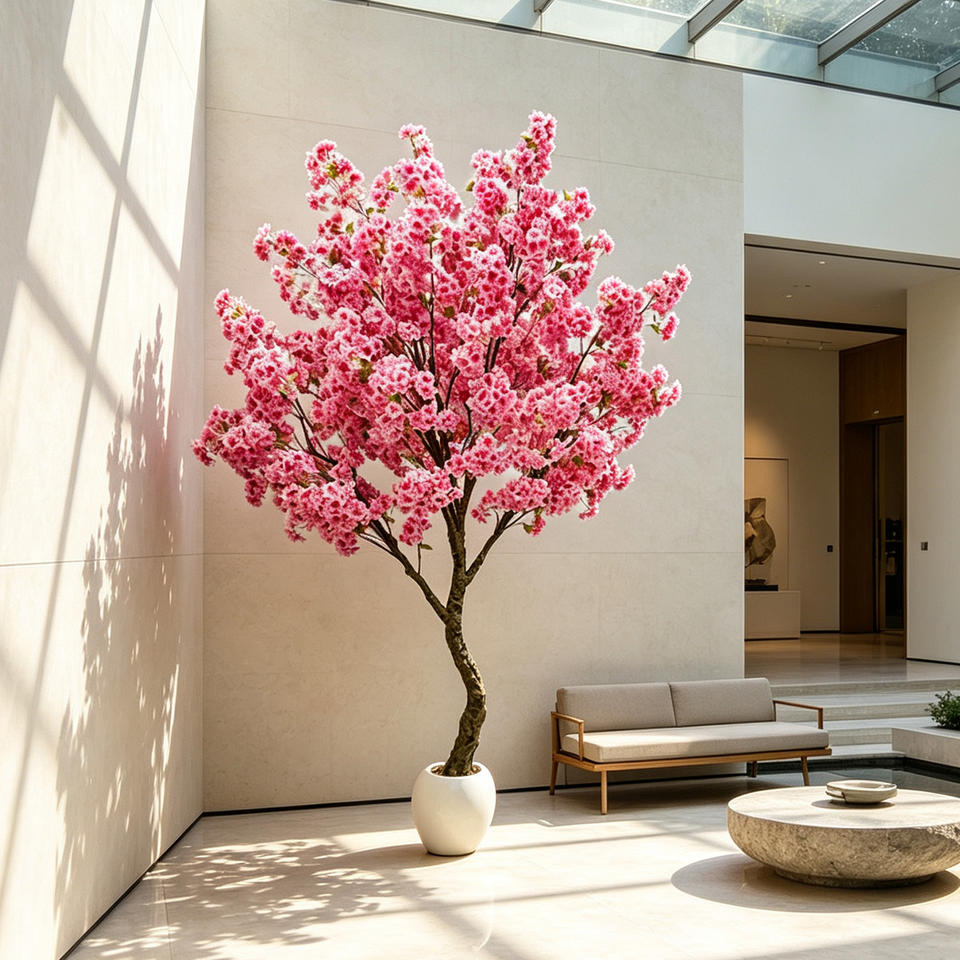 Large Faux Potted Cherry Blossom Tree Full Pink Blooms for Indoor ...