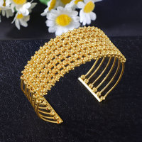 Ensemble de bracelets de luxe pour mariage à Dubaï, plaqué or 21 carats, design ajustable, bracelets et bagues pour femmes, cadeau