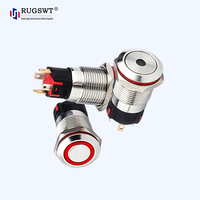 Interrupteur à bouton-poussoir momentané en métal éclairé de 19 mm, LED 12 V pour systèmes de commande hydrauliques et pneumatiques