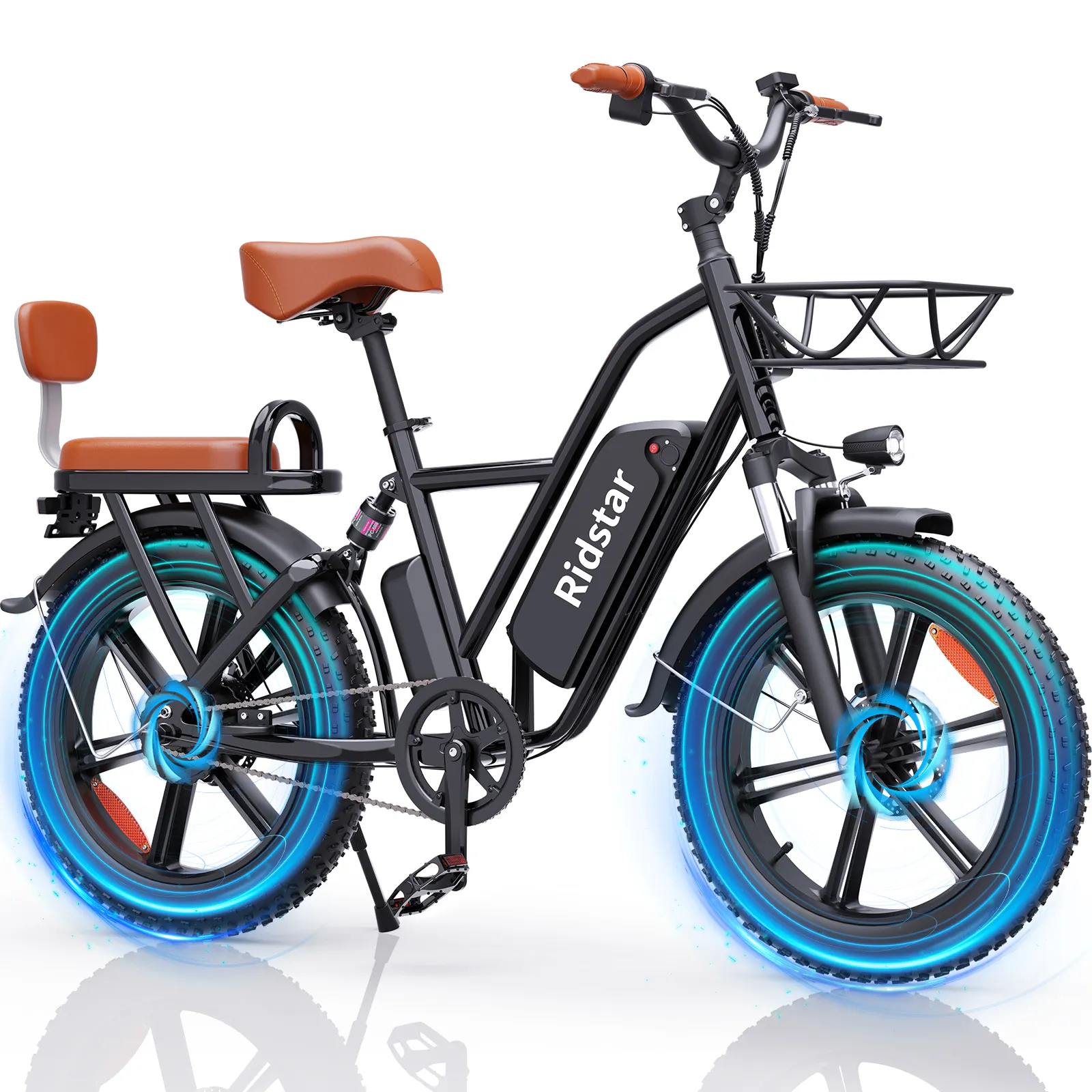 دراجة عائلية Ridstar بقدرة 500 وات Fm-001 دراجة كهربائية ببطارية قابلة للشحن بمقعدين للشحن مجانًا من الولايات المتحدة الأمريكية