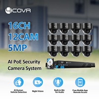 4COVR 16-Kanal 12-teiliges 5MP Dome PoE NVR Kit 4TB HDD Vandalismusgeschütztes IR-Nachtsicht-AI-Kamerasystem für Gewerbe und Hotels