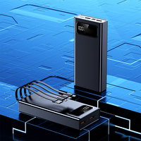 Charge rapide, Power Bank 20000 mAh, Power Bank d'extérieur, chargeur portable LED, Power Bank haute capacité, 4 câbles intégrés, LOGO