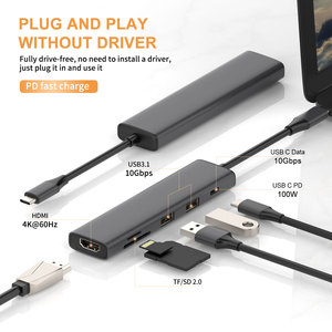 Hub USB3.0 a 6 porte personalizzato di fabbrica con scheda SD hub 6 in 1 di tipo c per <span class=keywords><strong>computer</strong></span> <span class=keywords><strong>Apple</strong></span>
