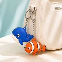 Llavero de PVC 3D en relieve al por mayor, con diseño de organismos acuáticos y peces, de goma suave y vívida, hecho a mano para mujer, ideal como adorno para bolso de uso diario.