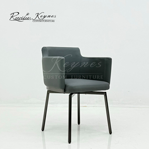 KeynesContemporary Upholstered Dining Armchair Dark Gray Black Metal Legs for Hotel Cafe Commercial Use - Product Image 2