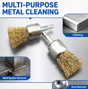 <span class=keywords><strong>Brosse</strong></span> métallique de type stylo, poils plaqués bronze, diamètre 1/2, qualité industrielle, pour tournevis électrique, perceuse électrique, décapage de rouille et de soudure - Product Image 1