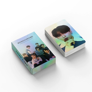 Precio de Fábrica, 55 Tarjetas Fotográficas Holográficas de Ídolos de KPOP en Caja, V, <span class=keywords><strong>JIN</strong></span>, SUGA, RM, JIMIN, JK, MONOCHROME, Tarjetas Lomo Láser, Regalo para Fans - Product Image 1