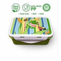 Boîte à lunch bento en plastique réutilisable sans BPA, OEM/ODM, multifonctionnelle, pour enfants, avec couvercle sécurisé, emballage