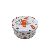 Lot de boîtes rondes en métal uniques, en promotion, pour Noël, avec couvercle, recyclables, pour l'emballage alimentaire