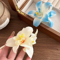 Pinces à cheveux doubles en tissu acétate motif fleur hawaïenne style bohème pour femmes et filles, multicolores, pour fêtes, printemps-été, vente chaude, direct usine