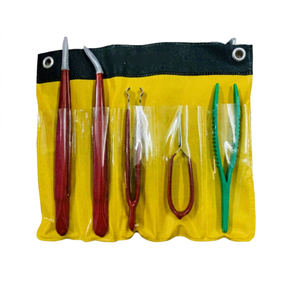 SUNTOOLS/STIPL Juego de 5 Pinzas de Acero Inoxidable para Joyería, Mangos Rojos y Verdes, Bolsa de Almacenamiento Amarilla para Herramientas de Fabricación de Joyería DIY - Product Image 1