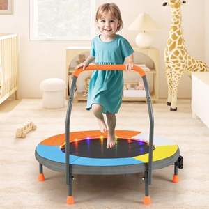 Mini trampoline pliable de fitness avec lumières LED colorées, trampoline extérieur et petit trampoline à sangles pour enfants et adultes - Product Image 1