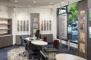 Lunettes modernes de luxe en verre optique, présentoir, meuble de boutique optique, décoration