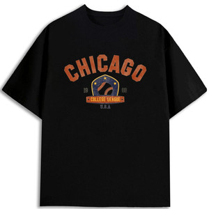 Camiseta de Béisbol de la Liga Universitaria de Chicago para Hombre, 100% Algodón, Corte Regular, Estilo Americano - Product Image 1