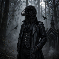 Masque de cosplay d'oiseau en latex Black Raven, masque intégral avec bec long, fourrure noire, yeux réalistes, thème amusant et original, pour adultes, fêtes de Pâques