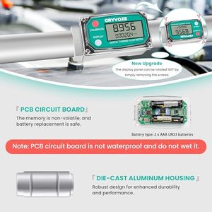 1 inch kỹ thuật số biến khu vực nhiên liệu đo lưu lượng 2.6-26 GPM Inline NPT chủ đề thép không gỉ 3/4 Adapter hỗ trợ nước Diesel gas - Product Image 3