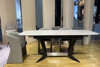 Mobilier de salle à manger personnalisé, moderne, léger, luxe, pieds en verre trempé pliable de table 6 places à vendre