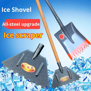 Grande pelle en fer tout acier épaissie Outil de déglaçage pour la neige Brise-glace Balayage de la neige Pêche à la carpe Acier au manganèse Neige - Product Image 2