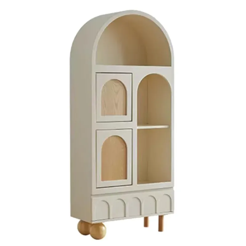 Bibliothèque américaine en bois massif pour enfants plancher de luxe léger casier blanc salon armoire de décoration en arc rétro français personnalisée