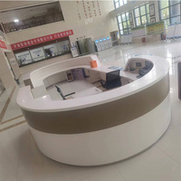 Grand bureau de réception rond de conception moderne pour hôpital, bureau de réception demi-rond, bureau de réception incurvé circulaire