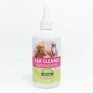 自有品牌OEM天然成分抗菌抗细菌防枯病清洁宠物狗和猫耳液体溶液清洁剂