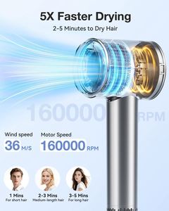 Secador de Pelo de Alta Velocidad sin Aspas con Motor Silencioso Inteligente, Gran Potencia de Viento, Secador Iónico para Salón de Belleza, Hoteles, Viajes y Uso en Exteriores - Product Image 2