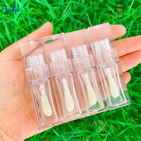 LZ Pack Stock Venta caliente PETG 6,5 ML Full Clear Fat Wand Tubos de brillo de labios Cuadrado Transparente Jumbo Etiqueta privada Tubo de brillo de labios