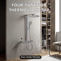 Robinet de douche thermostatique intelligent à affichage numérique, en laiton avec disque en céramique, poignée unique, pommeau de douche carré à jet doux effet pluie
