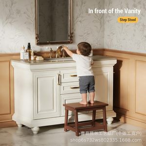 Teng Lin Wooden Bath <b>Stool</b> Brown <b>Foldable</b> Bathroom <b>Step</b> <b>Stool</b> For Shower And Foot Rest - Product Image 4