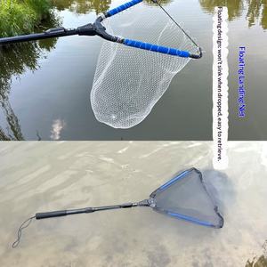 Épuisette flottante Luya en alliage d'aluminium télescopique portable pliable de conception triangulaire qui ne blesse pas les poissons, épuisette géante pour poissons - Product Image 4